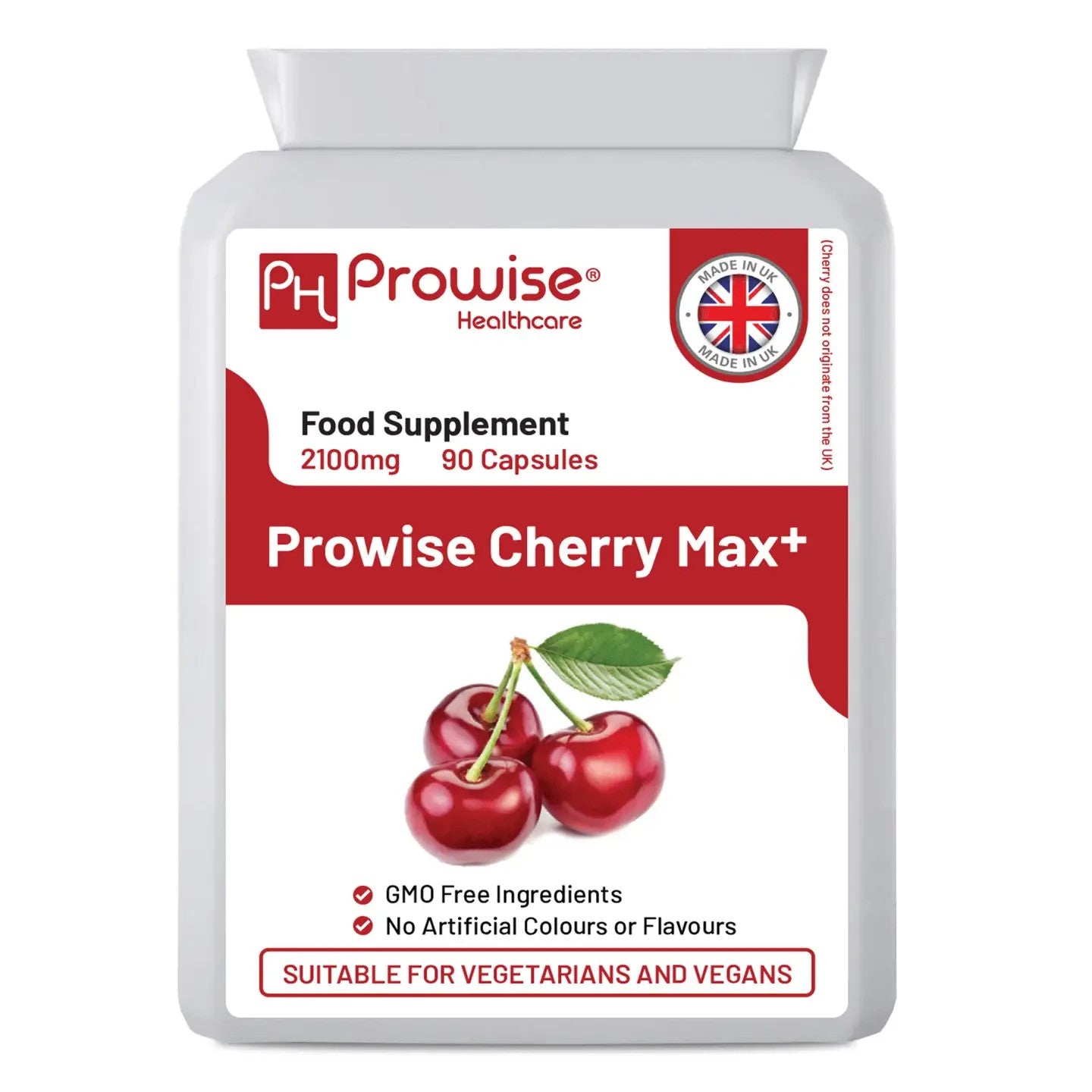 Cherry Max+ 2100mg 90 Vegan Capsules High Strength - Prowise Healthcare
