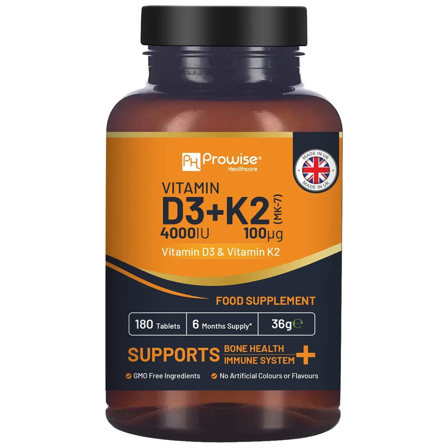 Prowise Vitamin D3 4000IU & K2 MK7 100μg Vegetarian 180 Tablets Easy to Swallow