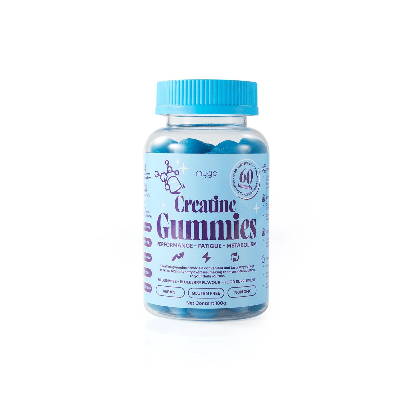 Myga Creatine Gummies – Blueberry Energy & Recovery Support