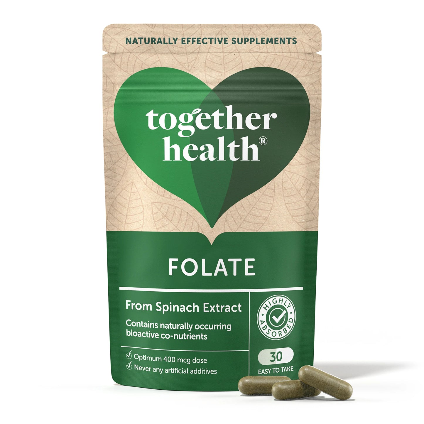 Together Health Folate 400 mcg from Spinach - 30 Capsules
