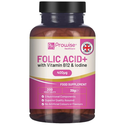 Folic Acid Tablets 400 Mcg - 400 Vegan Vitamin B9 Tablets
