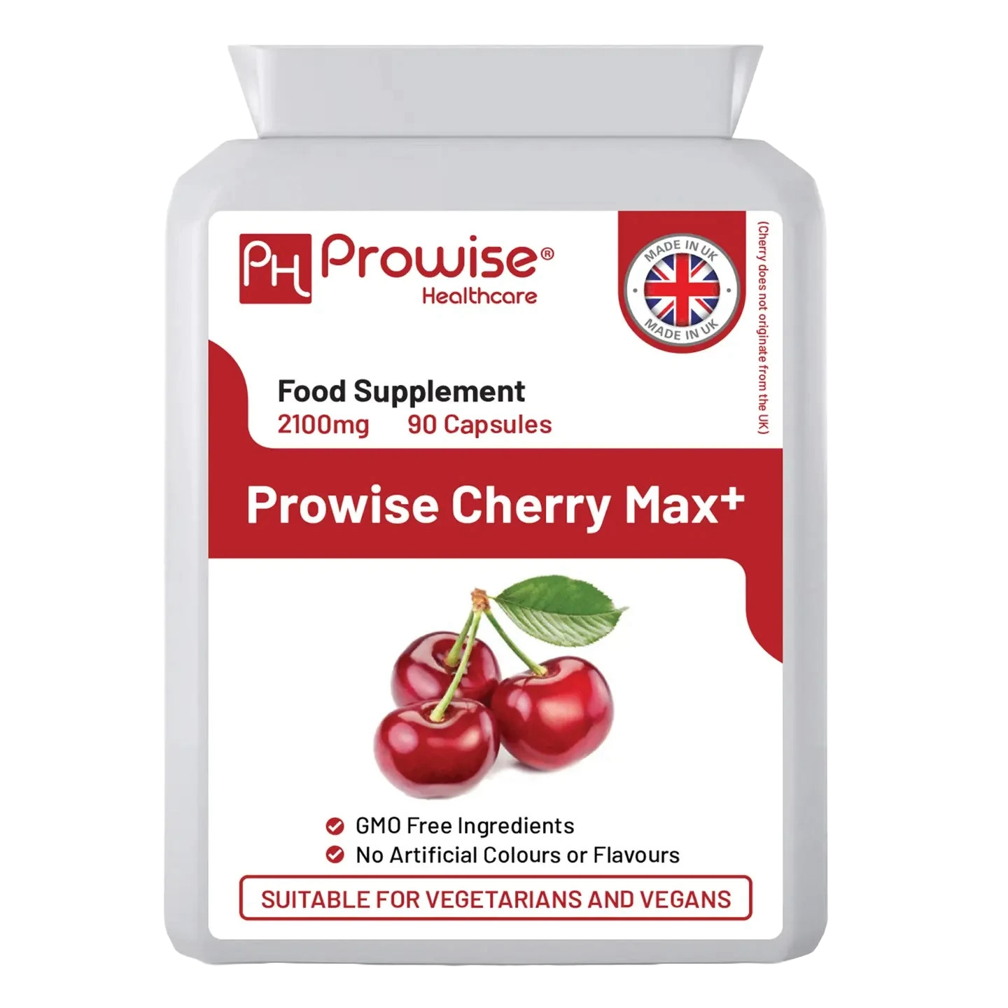 Cherry Max+ 2100mg 90 Vegan Capsules High Strength - Prowise Healthcare