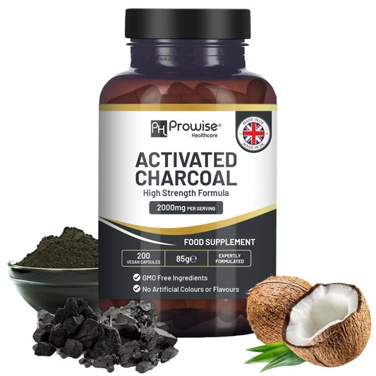 Activated Charcoal Capsules - 200 High Strength Vegan Capsules- 2000mg