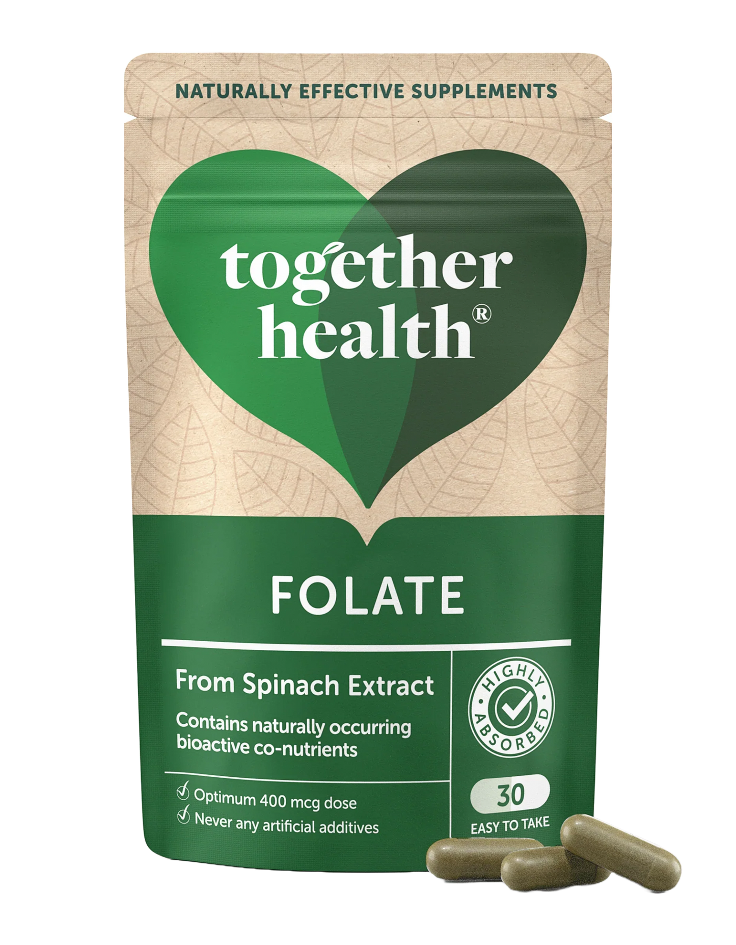 Together Health Folate 400 mcg from Spinach - 30 Capsules
