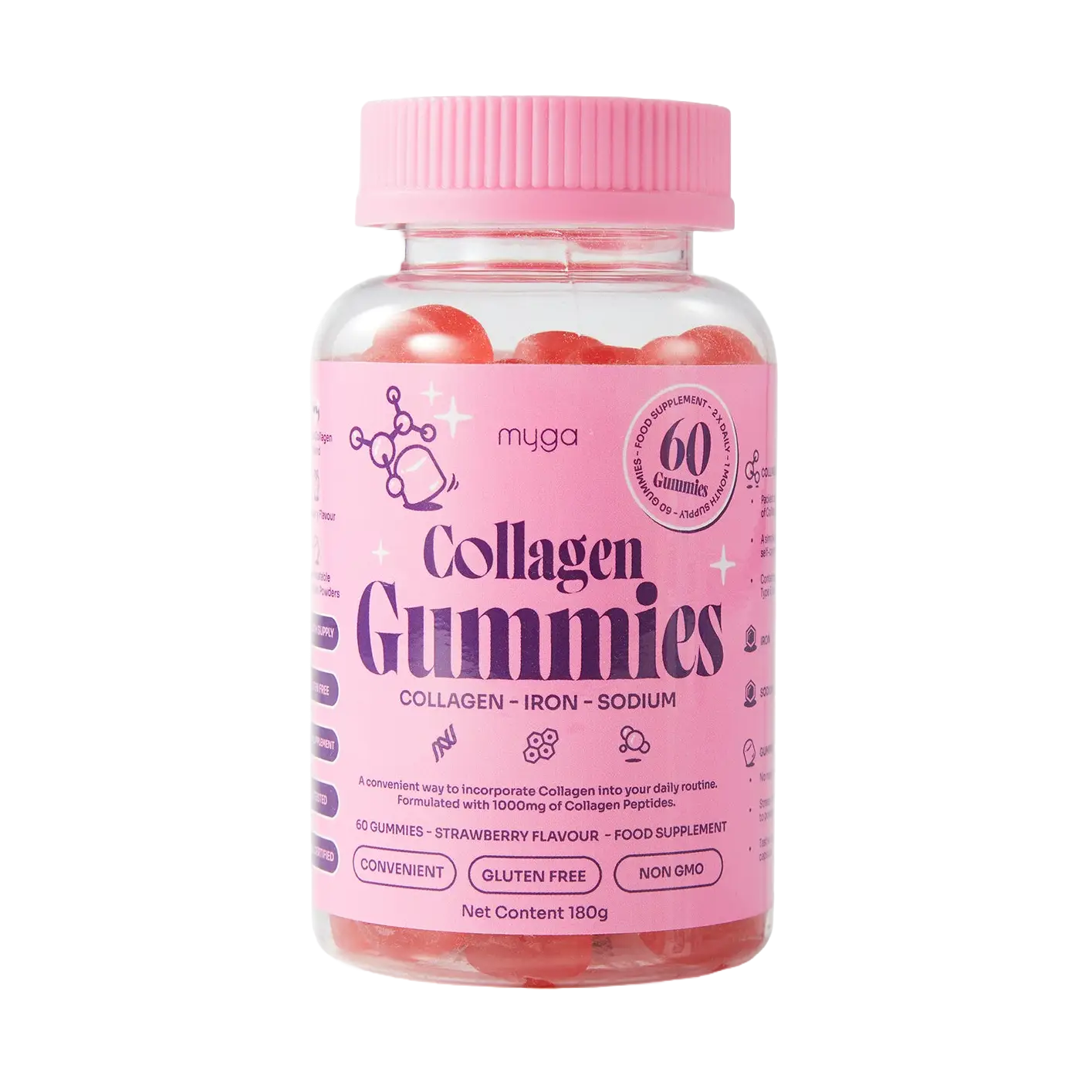 Myga Collagen Gummies – Strawberry Beauty & Energy Boost