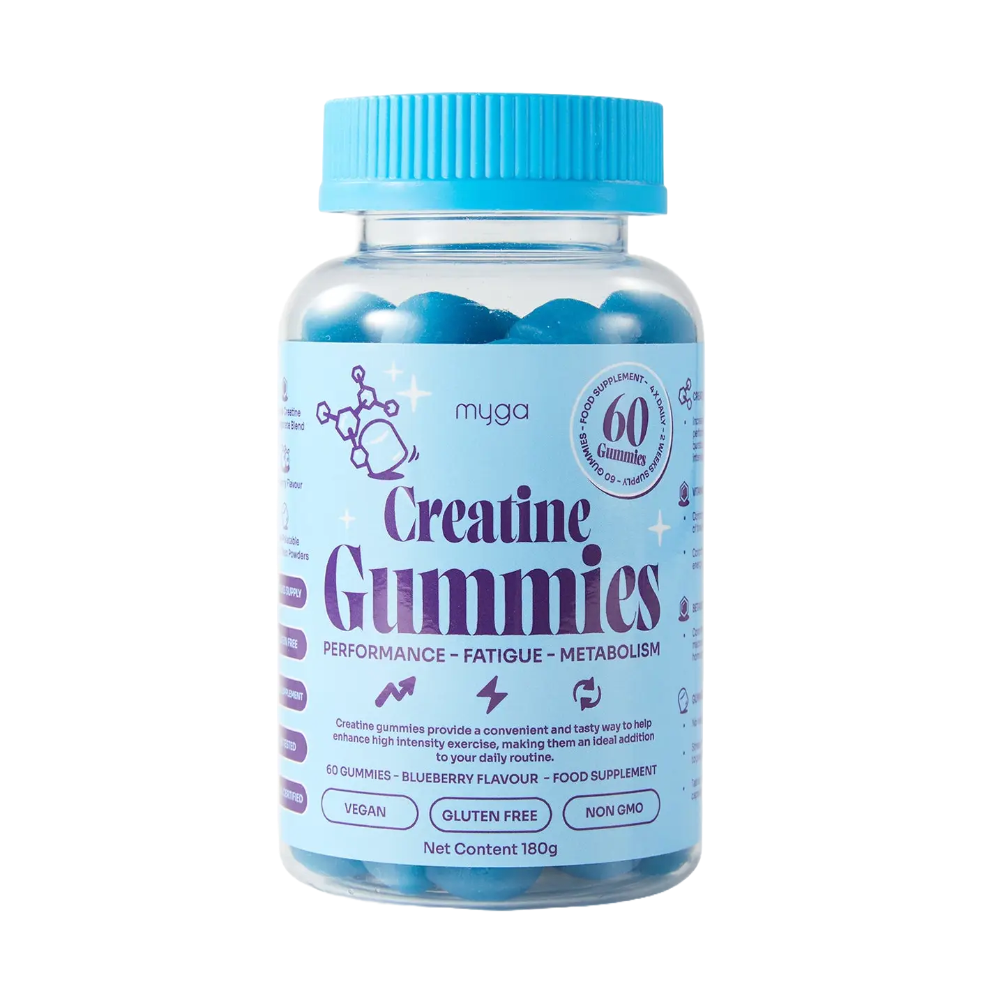Myga Creatine Gummies – Blueberry Energy & Recovery Support
