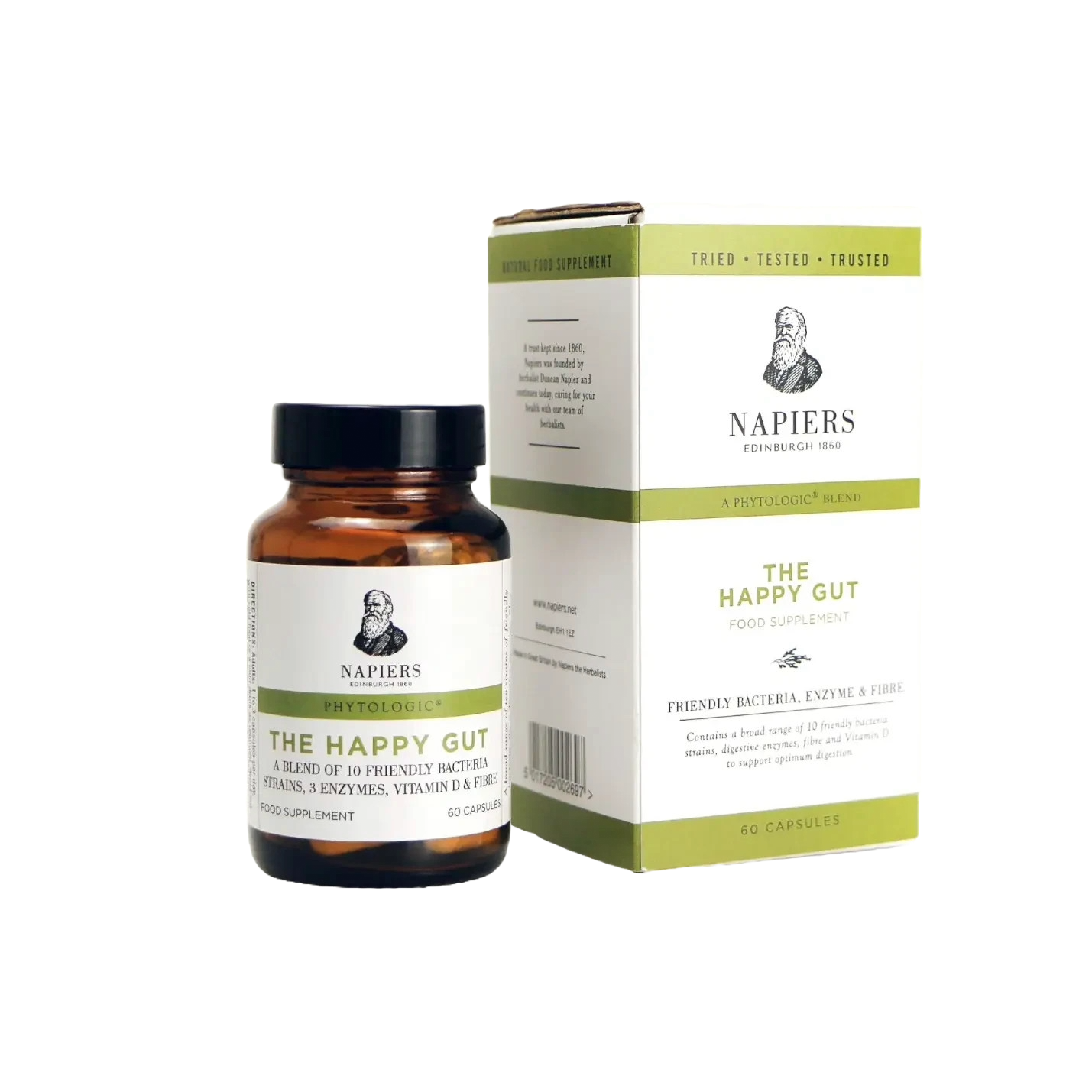 Napiers Phytologic Happy Gut 60 Caps - 20 Billion CFU Probiotics Digestive Enzym