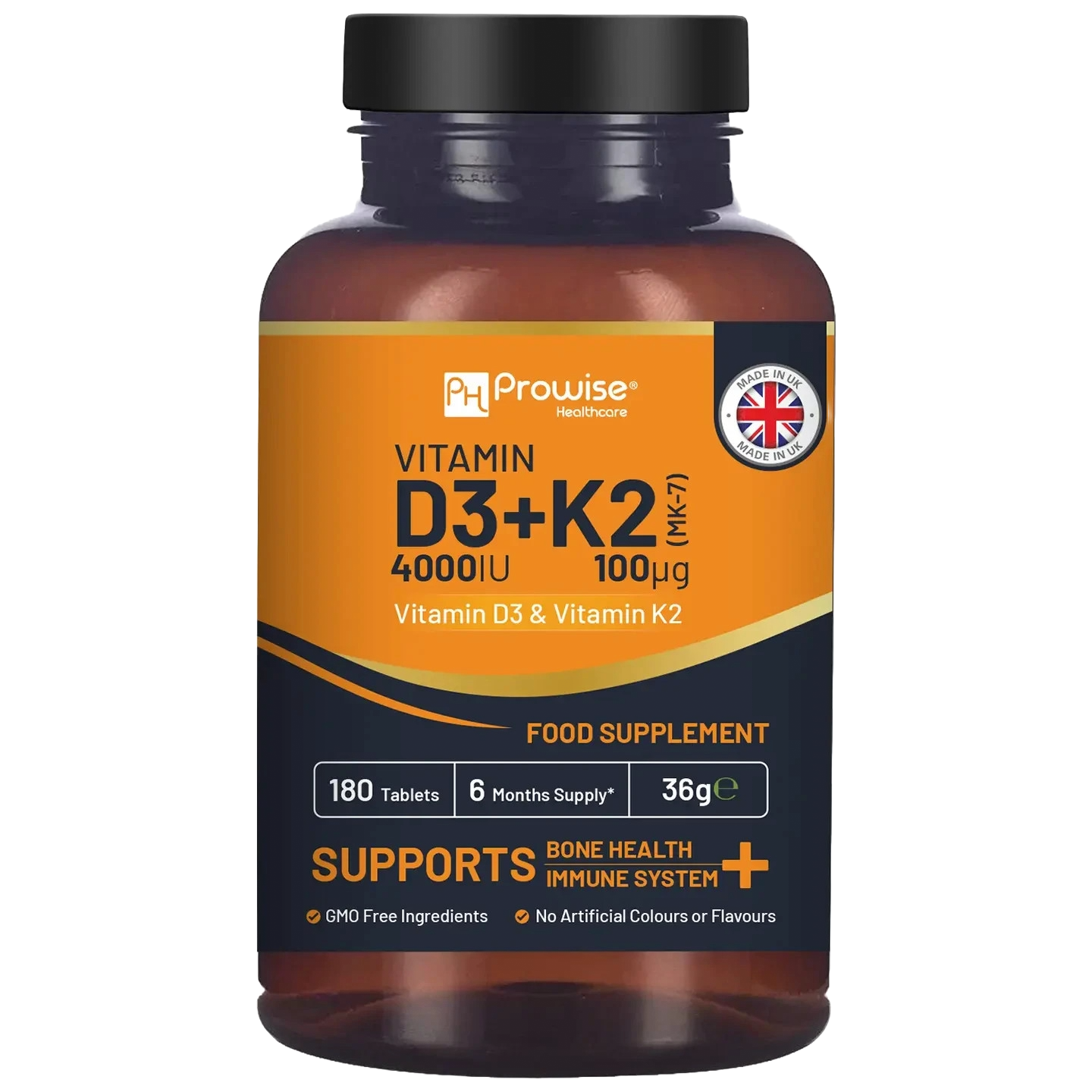 Prowise Vitamin D3 4000IU & K2 MK7 100μg Vegetarian 180 Tablets Easy to Swallow