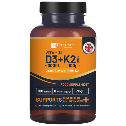 Prowise Vitamin D3 4000IU & K2 MK7 100μg Vegetarian 180 Tablets Easy to Swallow