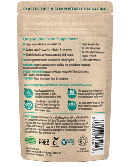 Together Health Organic Zinc from Guava Leaf - 15 mg - 30 Vegan Capsules