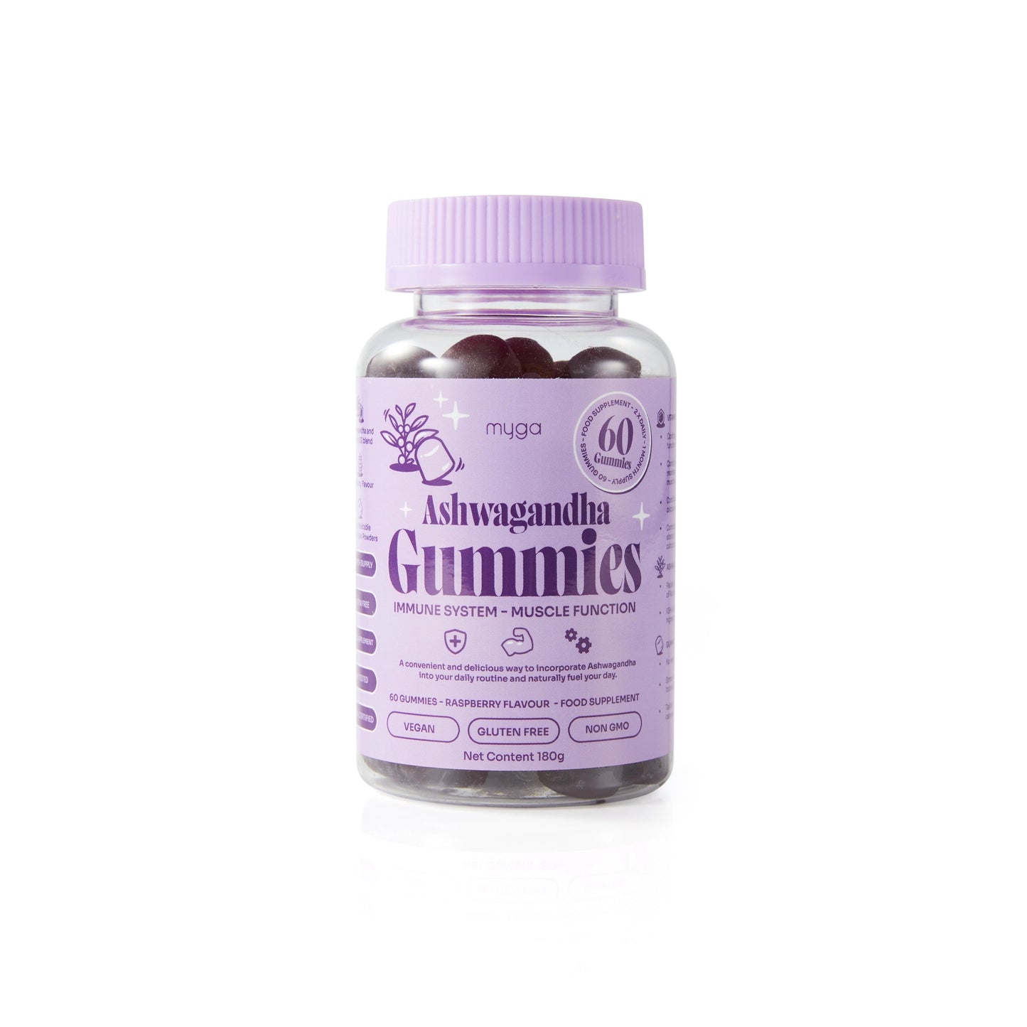 Myga Ashwagandha Gummies – Vegan Raspberry Wellness Boost