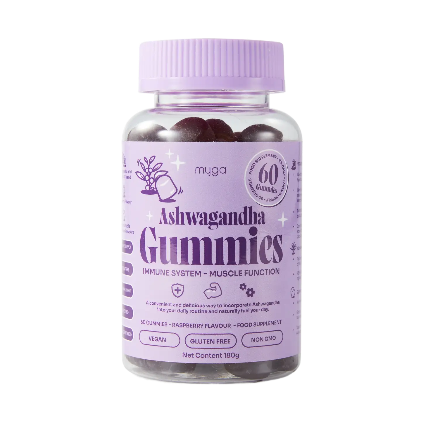 Myga Ashwagandha Gummies – Vegan Raspberry Wellness Boost