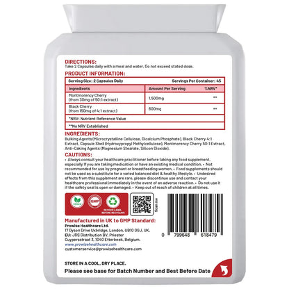 Cherry Max+ 2100mg 90 Vegan Capsules High Strength - Prowise Healthcare