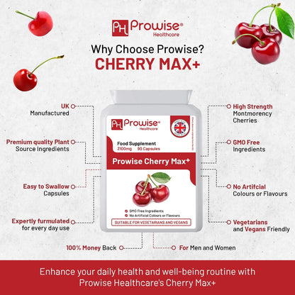 Cherry Max+ 2100mg 90 Vegan Capsules High Strength - Prowise Healthcare