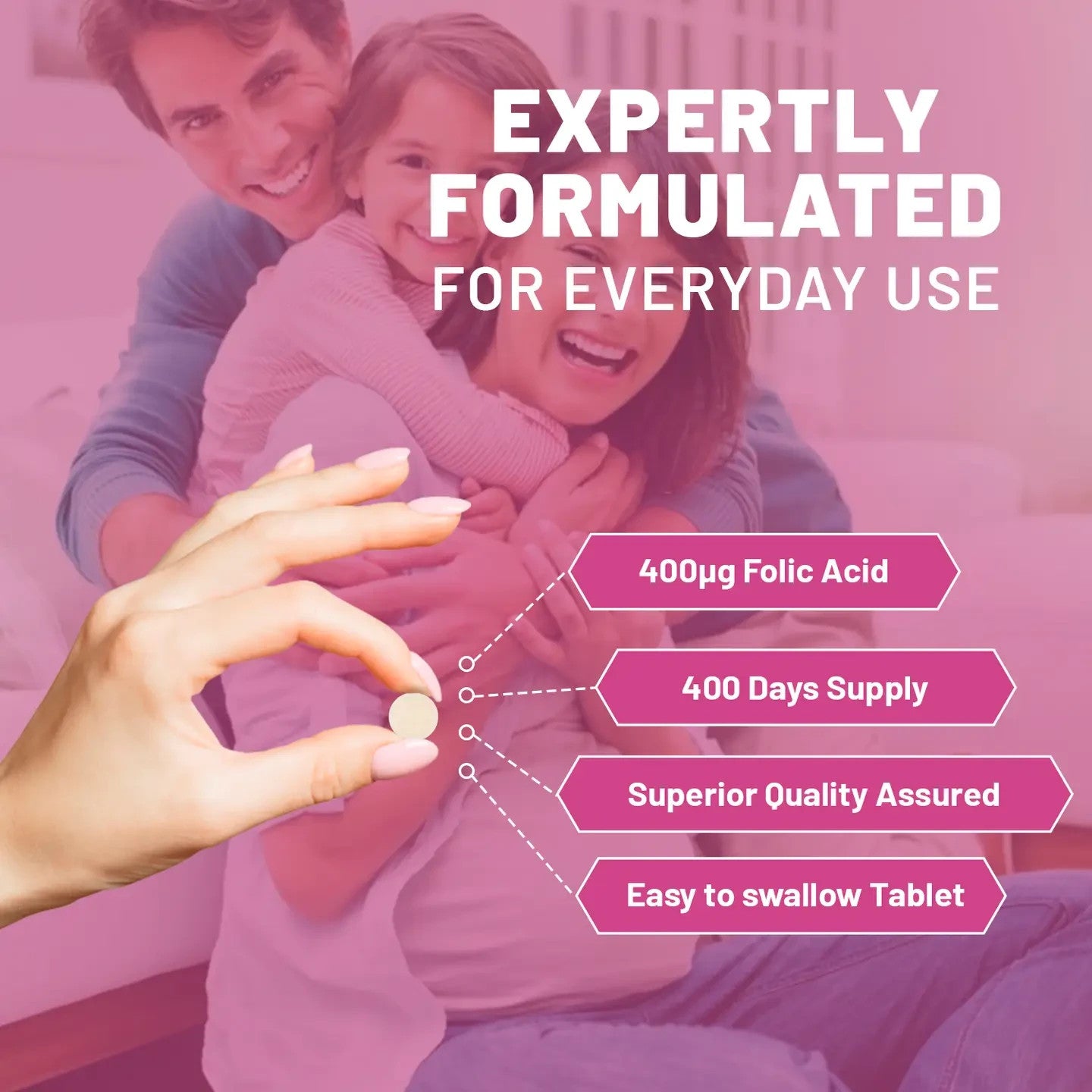 Folic Acid Tablets 400 Mcg - 400 Vegan Vitamin B9 Tablets
