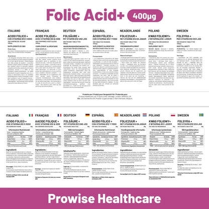 Folic Acid Tablets 400 Mcg - 400 Vegan Vitamin B9 Tablets