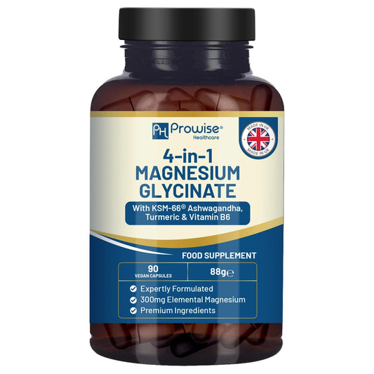 4-in-1 Magnesium Glycinate added with KSM-66 Ashwagandha, Turmeric & Vitamin B6