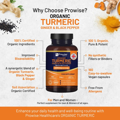 Prowise Organic Turmeric 2280mg High Strength Capsule with Black Pepper & Ginger