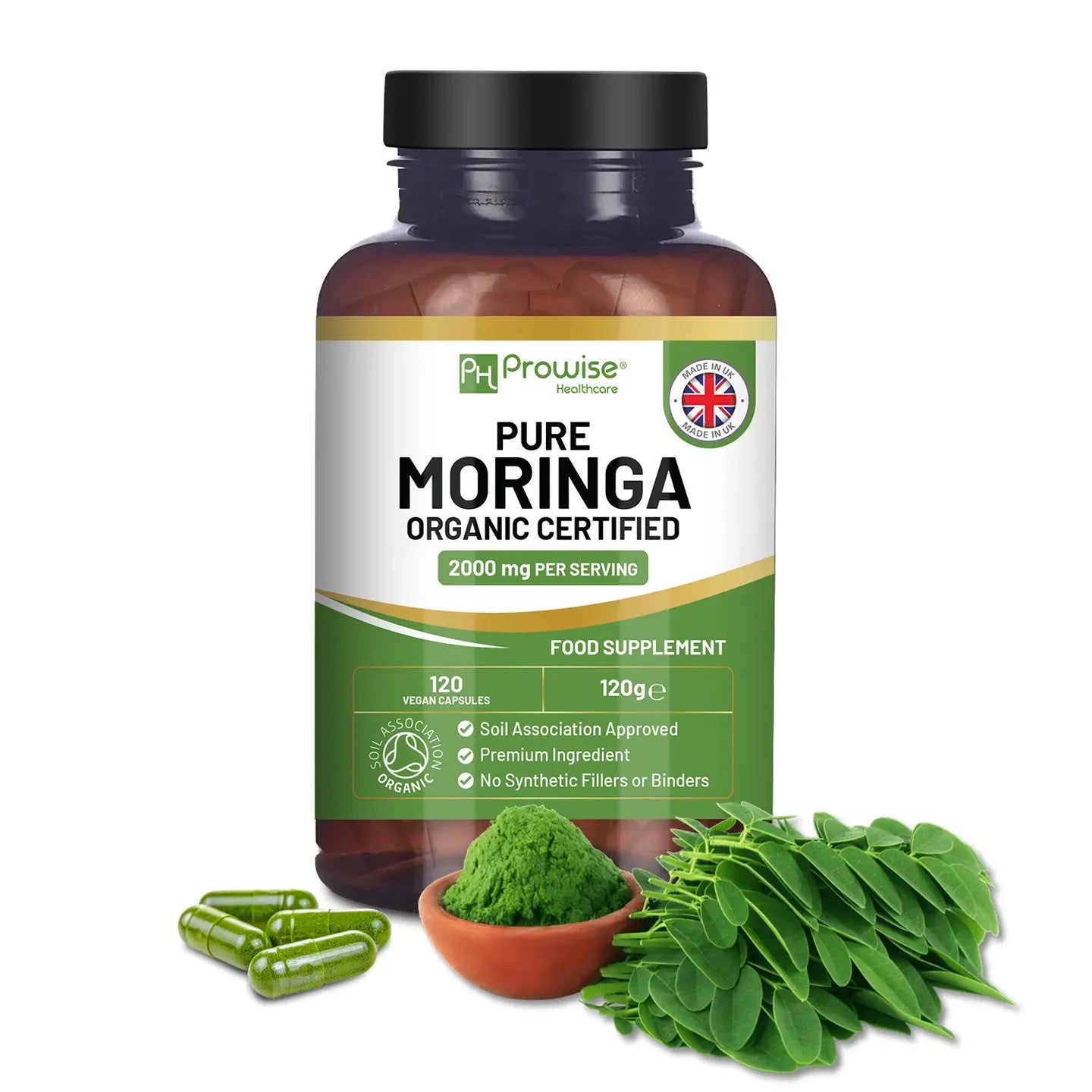 Organic Moringa Capsules 2000mg - 120 Vegan Moringa Leaves Capsules