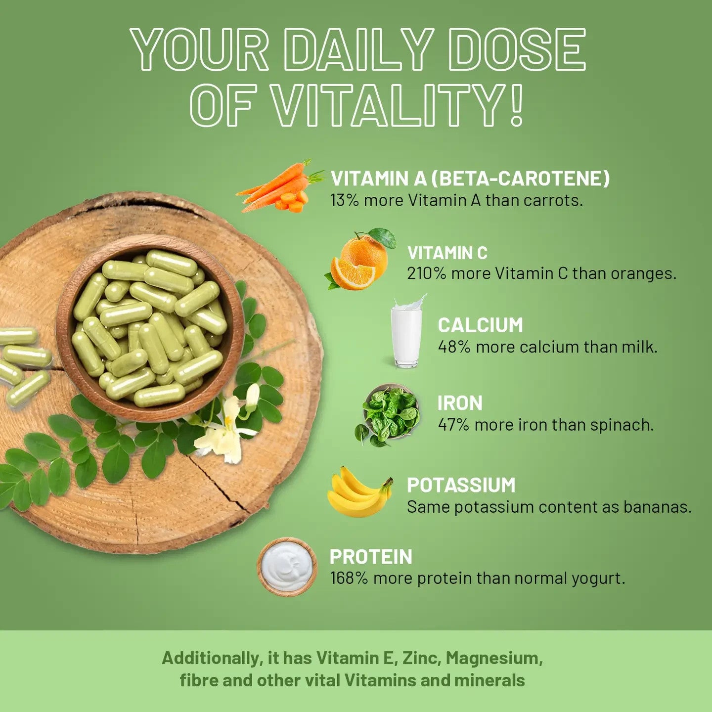 Organic Moringa Capsules 2000mg - 120 Vegan Moringa Leaves Capsules