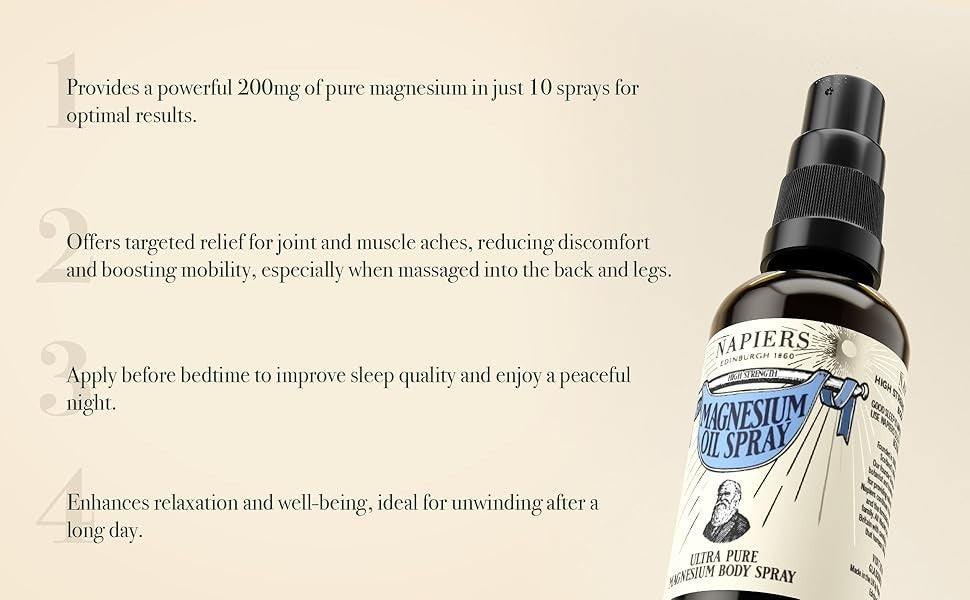 Napiers Magnesium Oil Spray - High Strength Body Spray For Muscles And Sleep