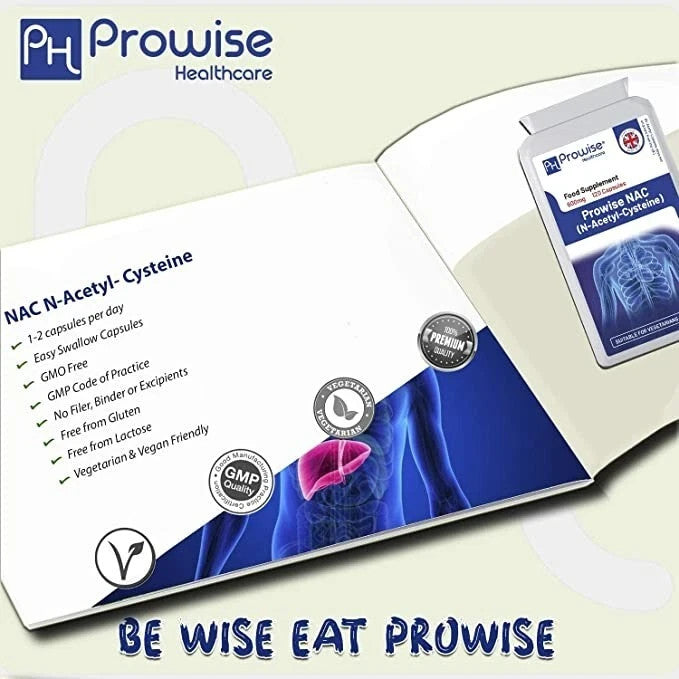 NAC N-Acetyl- Cysteine 600mg 120 Capsules - UK Manufactured | by Prowise