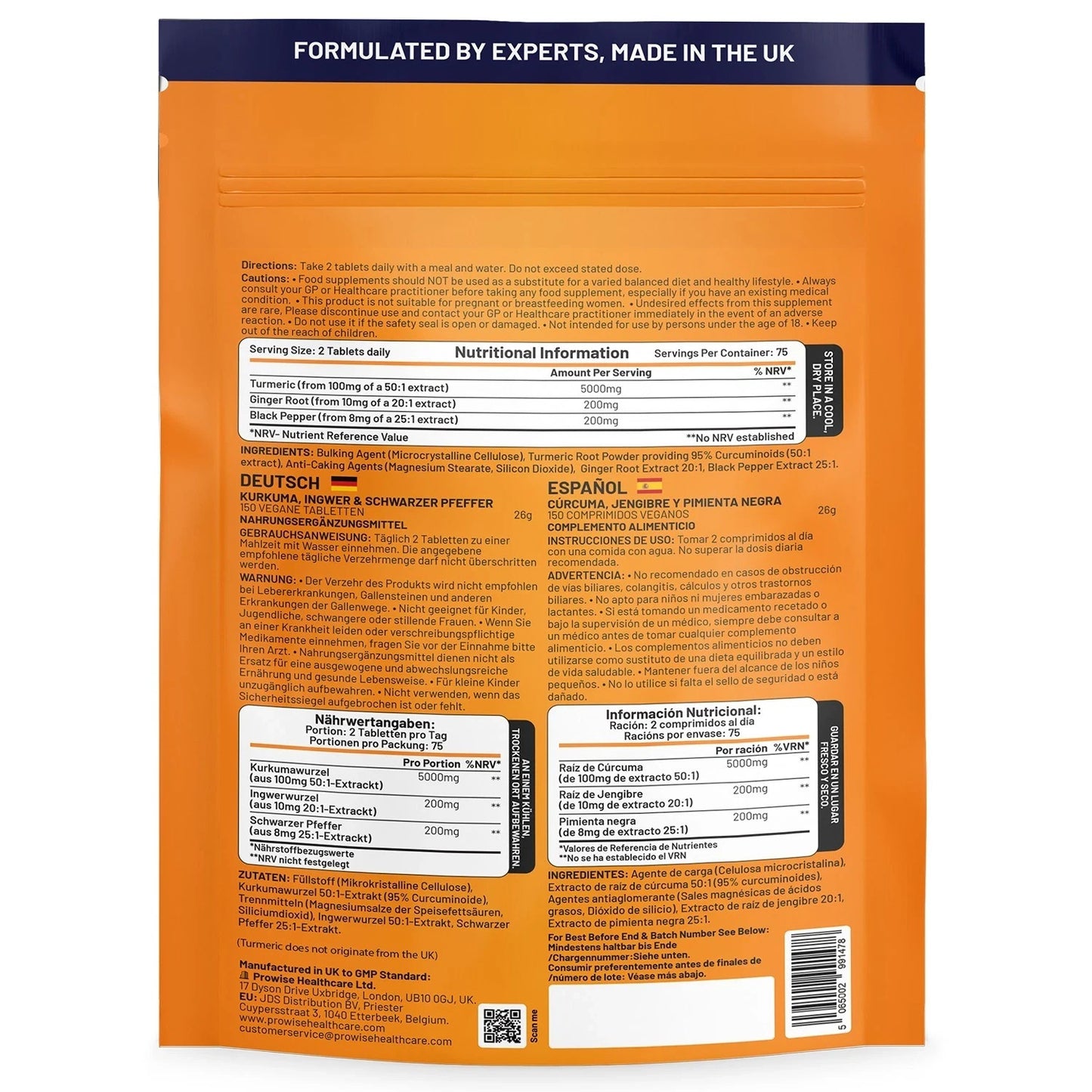 Turmeric Tablets 5400mg with Black Pepper, Ginger