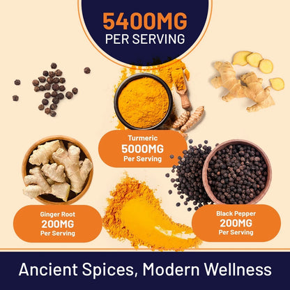 Turmeric Tablets 5400mg with Black Pepper, Ginger