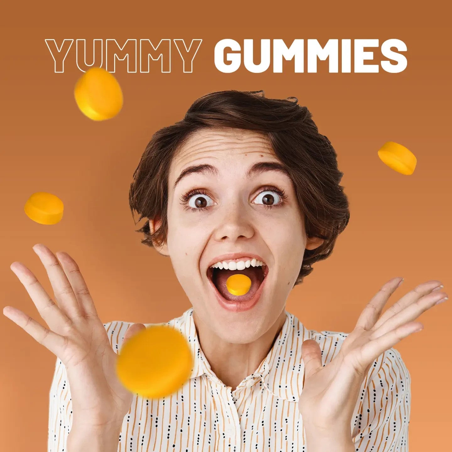 Turmeric Ginger Gummies - 60 Vegan Peach Flavour - 990mg Turmeric & 500mg Ginger