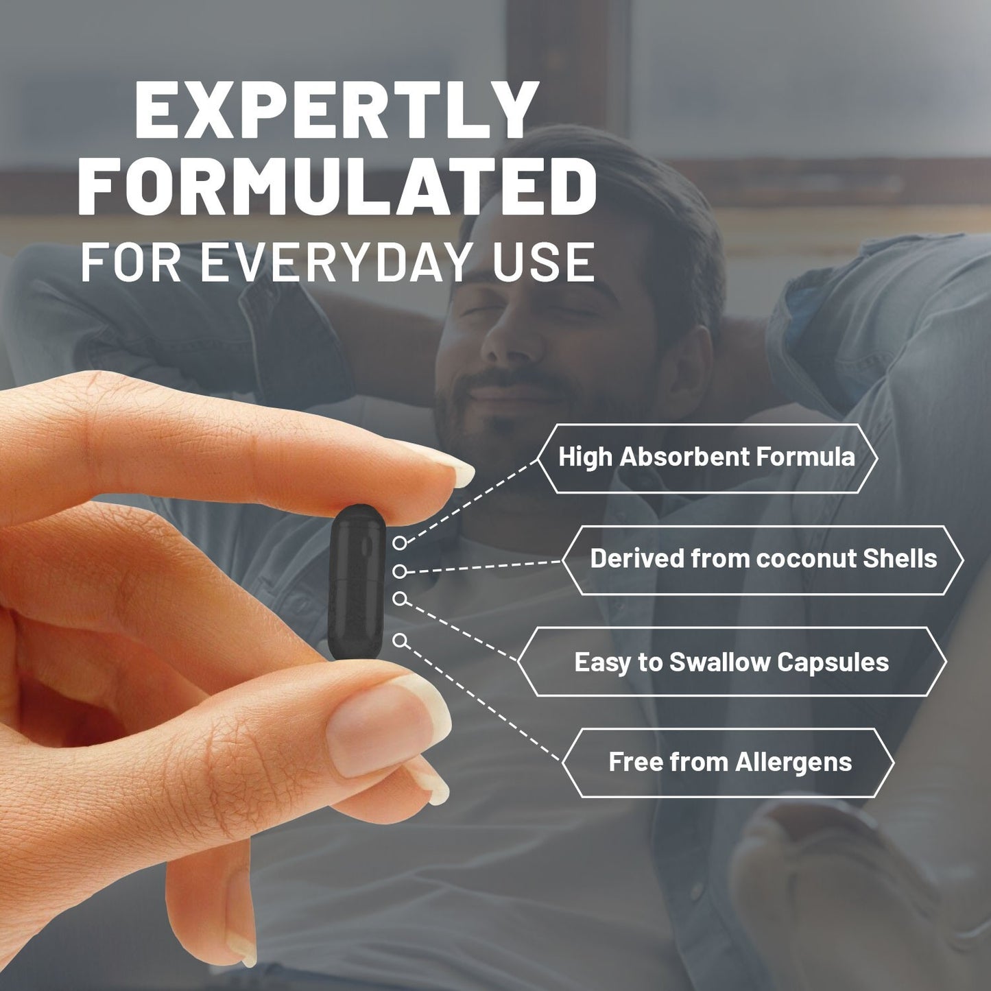 Activated Charcoal Capsules - 200 High Strength Vegan Capsules- 2000mg