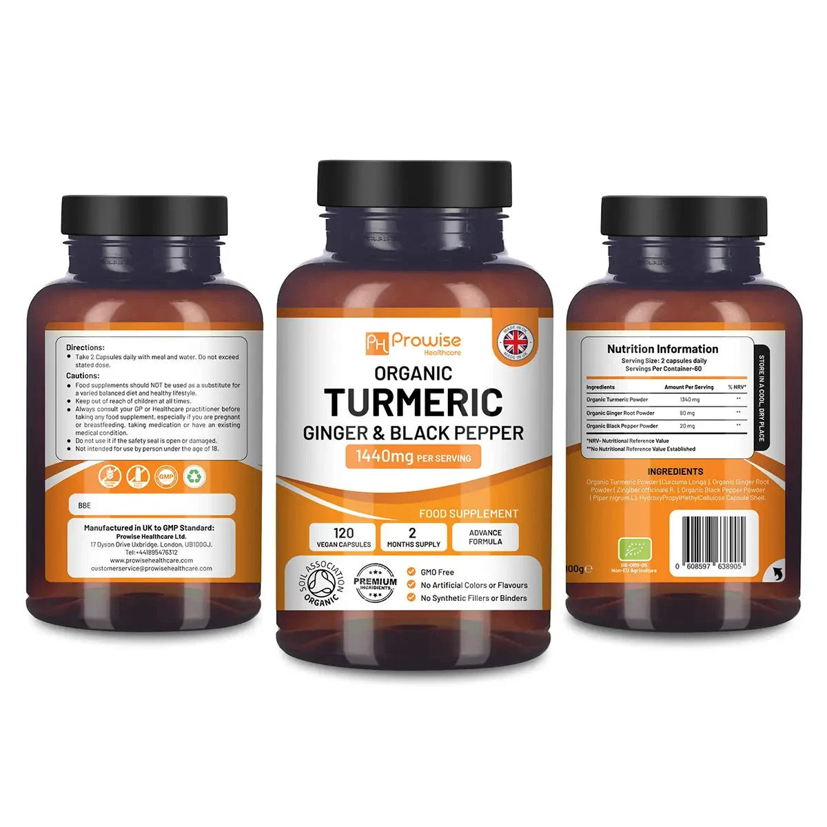 Organic Turmeric 1440mg with Black Pepper & Ginger