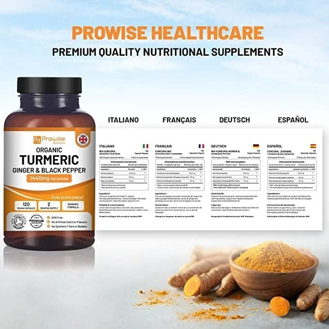 Organic Turmeric 1440mg with Black Pepper & Ginger